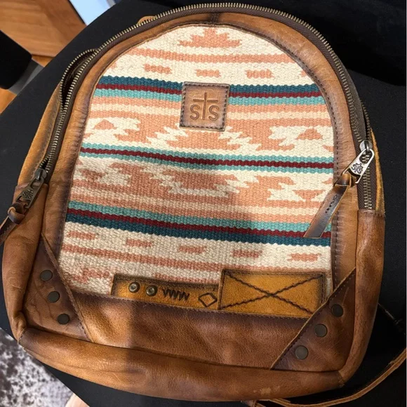 STS Ranchwear Tan and Teal Patterned Palomino Serape Backpack - Picture 6 of 6